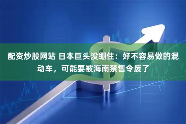 配资炒股网站 日本巨头没绷住:好不容易做的混动车,可能要被海南禁售令废了